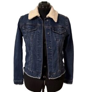 Denim Jacket with Sherpa-Lined Collar
